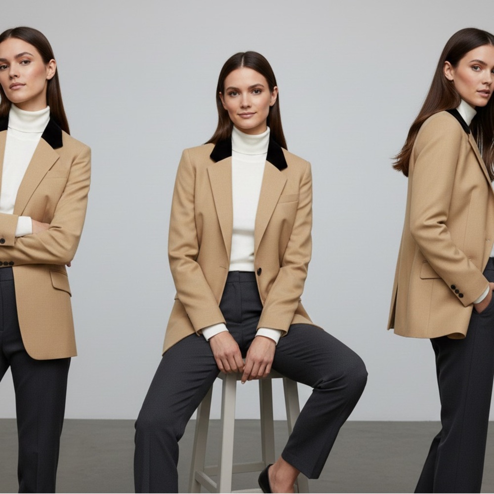 Pendleton Camel Blazer with Black Collar - image 3